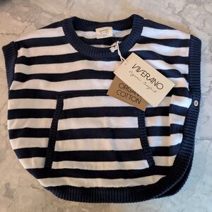Viverano Organic Cotton Striped Poncho, 18-24 months